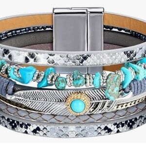Silver and Turquoise Multi-Layer Bracelet